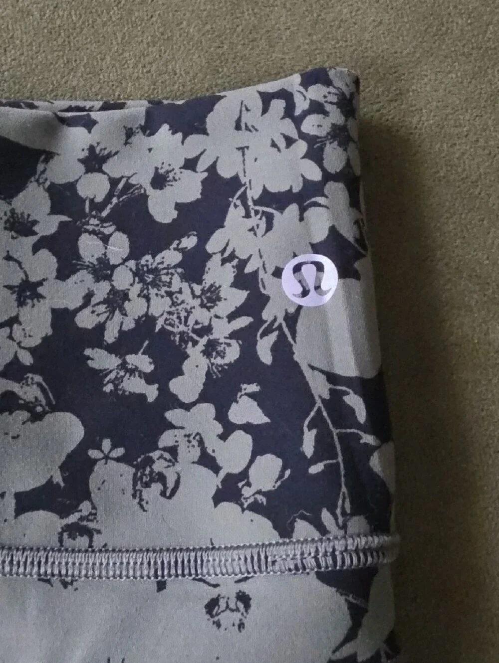 lululemon athletica Light Green And Black Floral High-Rise Leggings